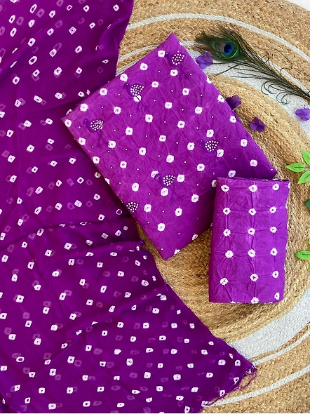 Handmade Bandhni cotton suits with dupatta-2