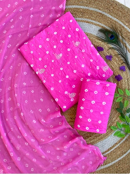 Handmade Bandhni cotton suits with dupatta-3
