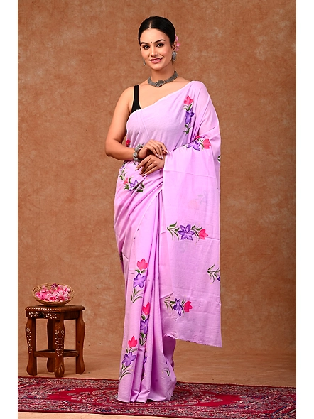 Mulmul cotton handpainted sarees-12705831