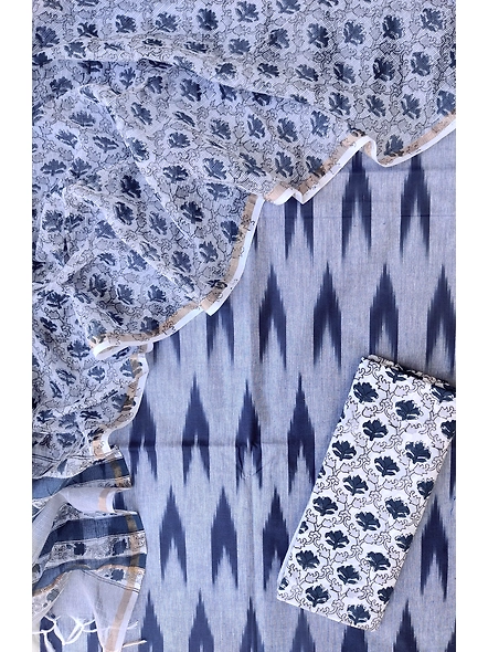 Ikkat cotton dress materials-grey 1-3