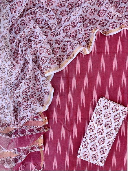 Ikkat cotton dress materials-12710245