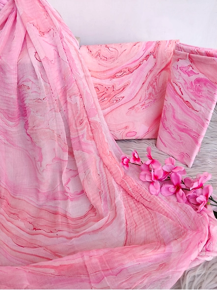 Marble print cotton suits with pure chiffon dupatta-12710363