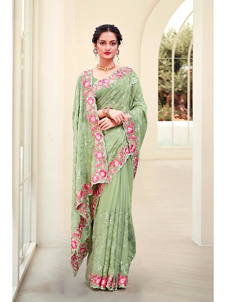 Parvati Multicolor Chiffon Saree-2