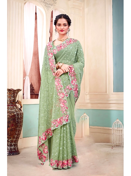 Parvati Multicolor Chiffon Saree-3
