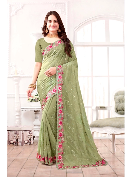 Parvati Multicolor Chiffon Saree-3