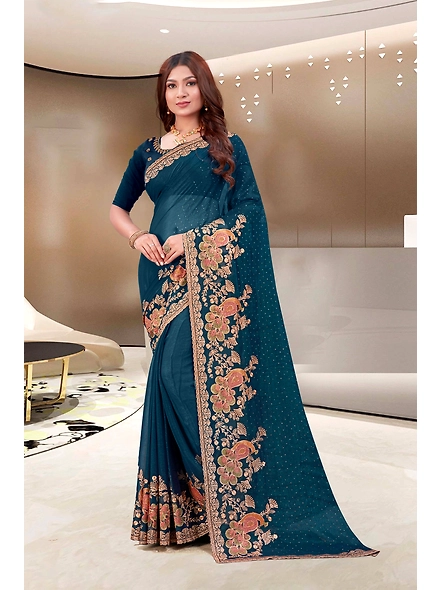 Parvati Multicolor Shimmer Saree-2