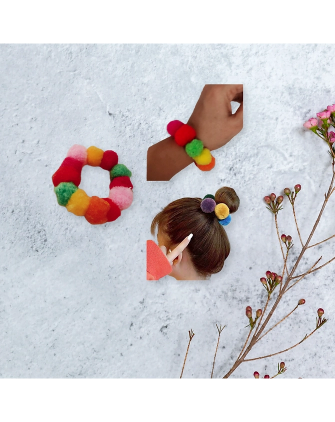 Pom pom hair bow-1