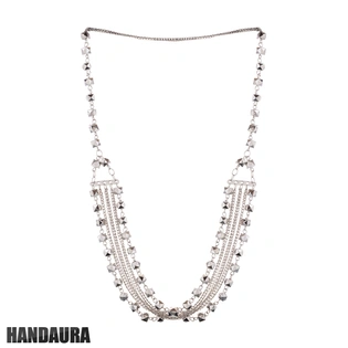 Layered Silver & Black Crystal Necklace for Women and Girls | Sparkly Party Bling Statement Jewelry