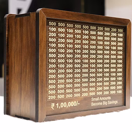 flyvill wooden piggy bank for kids & adults, coin box with carved design, savings box, mini bank