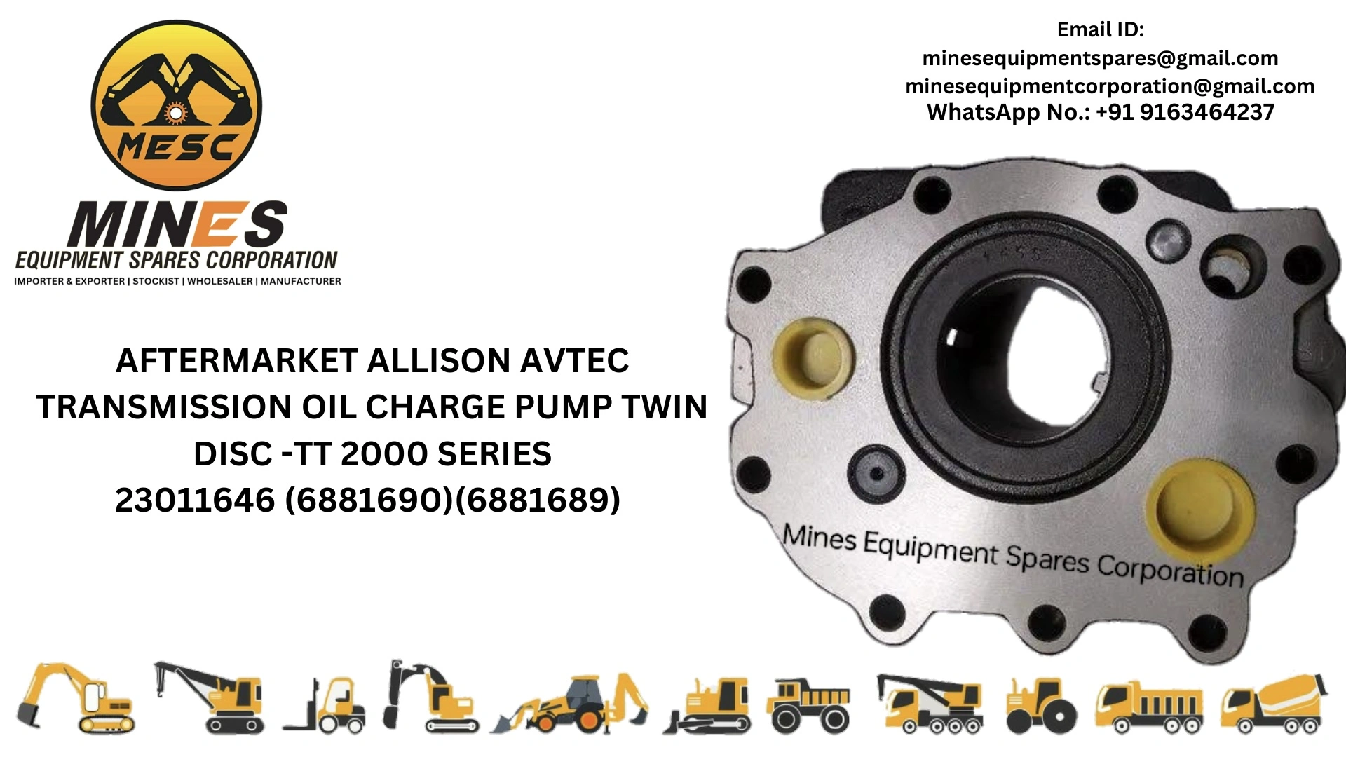 AVTEC TRANSMISSION OIL CHARGE PUMP AFTERMARKET 23011646 TT/TRT 2000 - 2221 SERIES-12518400