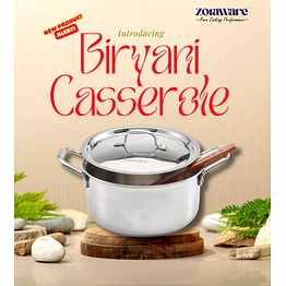 triply stainless steel biryani cooking pot/casserole i 5 year warranty