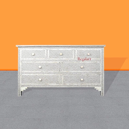 Bone Inlay Unique Design 7 Drawers Chest of Drawers , Bone inlay 7 Drawer Dresser , Bone inlay furniture , Bone inlay cabinet , bone inlay-1