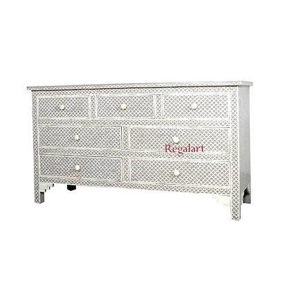Bone Inlay Unique Design 7 Drawers Chest of Drawers , Bone inlay 7 Drawer Dresser , Bone inlay furniture , Bone inlay cabinet , bone inlay-2