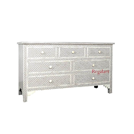 Bone Inlay Unique Design 7 Drawers Chest of Drawers , Bone inlay 7 Drawer Dresser , Bone inlay furniture , Bone inlay cabinet , bone inlay-3