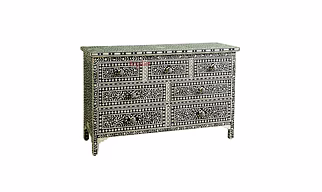 Handmade Bone Inlay Wooden Floral Pattern Sideboard / Chest of Drawer furniture with 7 door Furniture