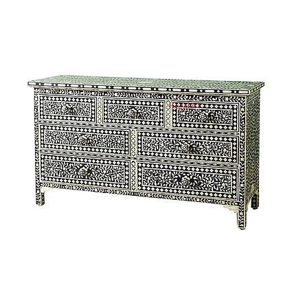 Handmade Bone Inlay Wooden Floral Pattern Sideboard / Chest of Drawer furniture with 7 door Furniture-2