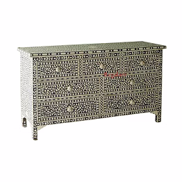 handmade bone inlay floral pattern chest of drawer, commode handmade wooden furniture handmade bone inlay wooden sideboard with 7 drawer
