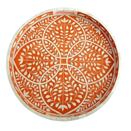Bone Inlay Kitchen Serving Tray Handmade Decorative Floral Platter  Tray Decor-1