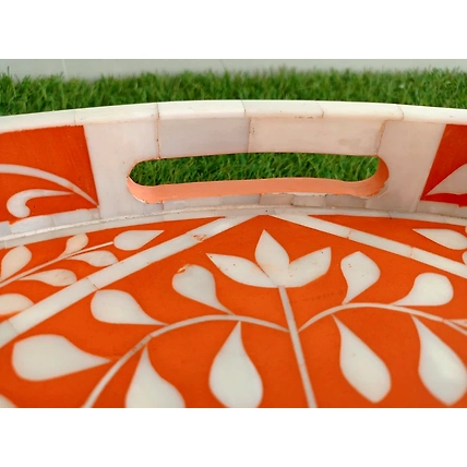 Bone Inlay Kitchen Serving Tray Handmade Decorative Floral Platter  Tray Decor-3