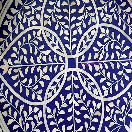 Artisanal Floral Bone Inlay Serving Tray Elegant Kitchen &amp; Dining Decor-W 45 X L 45 X H 5-3