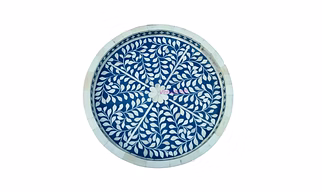 Serving Tray Handmade Bone Inlay Floral Art Home Decor Gift Art