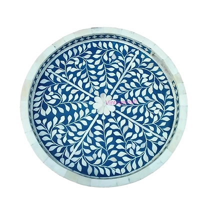 Serving Tray Handmade Bone Inlay Floral Art Home Decor Gift Art-12508006