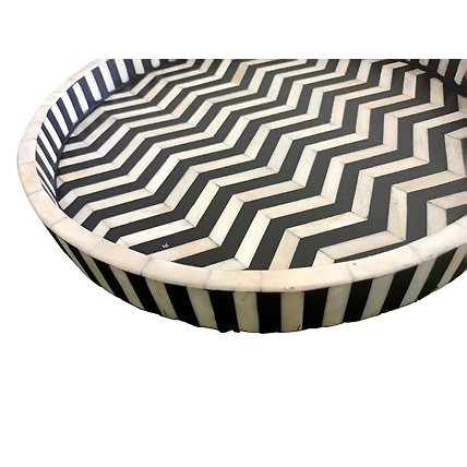 Bone Inlay Kitchen Serving Tray Handmade Decorative Floral Platter  Tray Decor-W 30 X D 30 X H 2.5-2