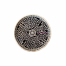 the regal art handmade customized bone inlay round decorative serving tray for home & office