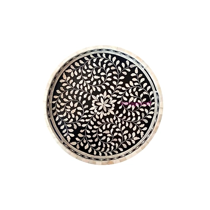 Handmade Customized Bone Inlay Round Decorative Serving Tray for Home &amp; Office-12508158