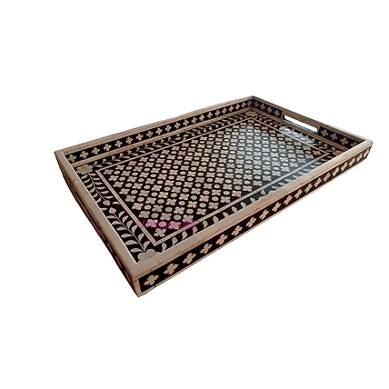 Bone Inlay Kitchen Serving Tray Dinning Platter Tray Handmade Home Decor Gift-W 30 X D 15 X H 2.5-2