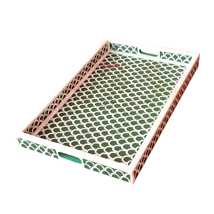 Bone Inlay Unique Pattern Kitchen Serving Tray Decorative Tray Home Décor Tray-W 30 X D 15 X H 2.5-4