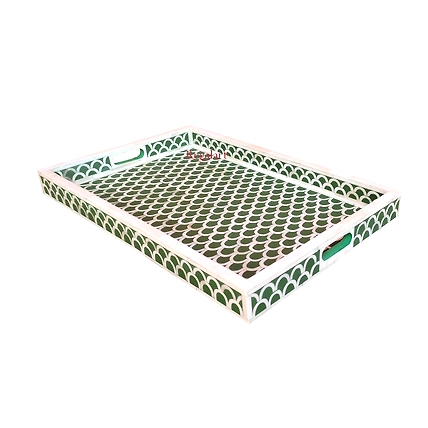 Bone Inlay Unique Pattern Kitchen Serving Tray Decorative Tray Home Décor Tray-W 30 X D 15 X H 2.5-3