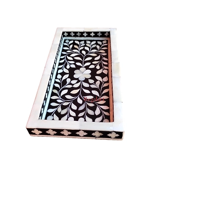 Bone Inlay Kitchen serving tray floral pattern Home Decor Art Christmas Decor tray Jewellery tray Personalized tray-W 50 X D 38 X H 5-4