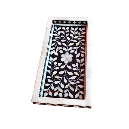 Bone Inlay Kitchen serving tray floral pattern Home Decor Art Christmas Decor tray Jewellery tray Personalized tray-W 50 X D 38 X H 5-1