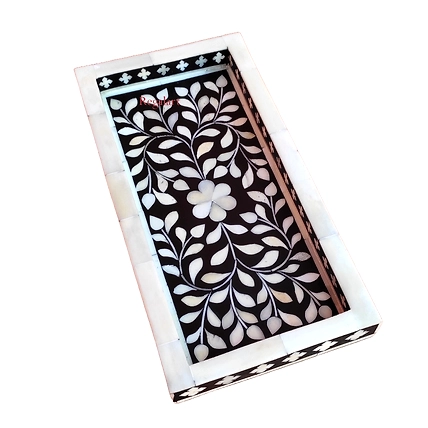 Bone Inlay Kitchen serving tray floral pattern Home Decor Art Christmas Decor tray Jewellery tray Personalized tray-12513388