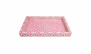 Handmade Bone Inlay Kitchen Serving Tray with a Unique Pattern