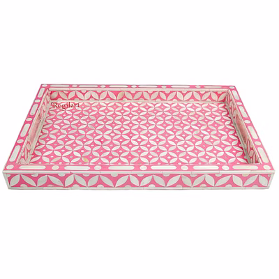 handmade bone inlay kitchen serving tray with a unique pattern