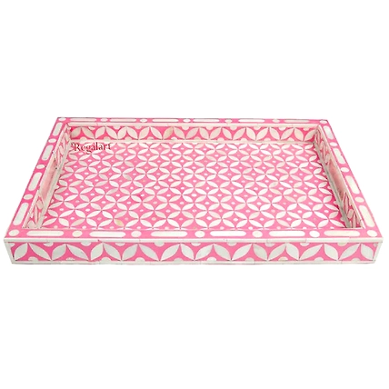 Handmade Bone Inlay Kitchen Serving Tray with a Unique Pattern-12516478