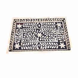 bone inlay kitchen serving tray with floral pattern - ideal for serving coffee home decor tray indian tray