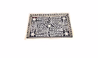 Bone Inlay Kitchen Serving Tray with Floral Pattern - Ideal for Serving Coffee Home decor tray Indian Tray