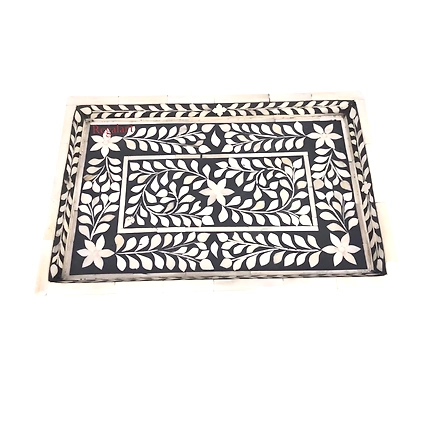 Bone Inlay Kitchen Serving Tray with Floral Pattern - Ideal for Serving Coffee Home decor tray Indian Tray-12516492