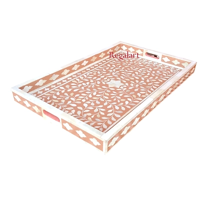 Handmade Bone Inlay Table Serving Kitchen Tray-12516510