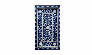 Handcrafted Kitchen Serving Tray, Bone Inlay Floral Pattern - Home Decor