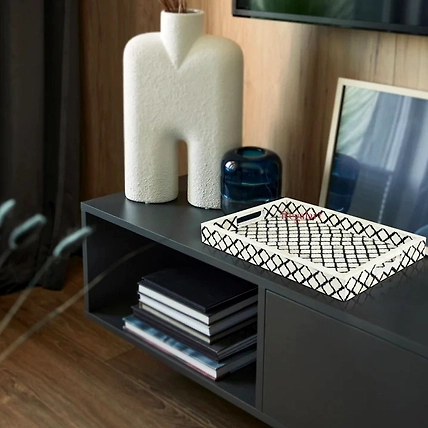 Bone Inlay unique Kitchen serving Tray, Coffee Decorative Tray-W 30  X D 15 X H 2.5-3