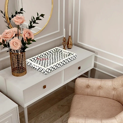 Bone Inlay unique Kitchen serving Tray, Coffee Decorative Tray-W 30  X D 15 X H 2.5-1