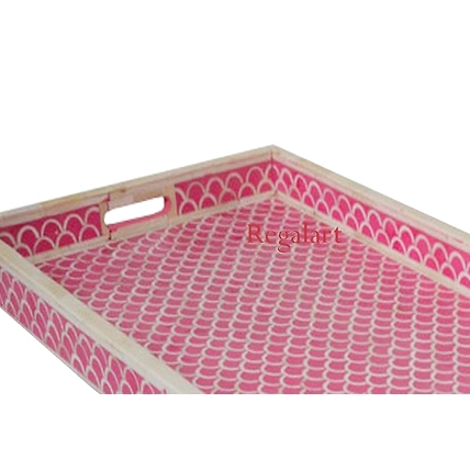 Bone inlay serving tray - Home decor kitchen tray - Coffee serving tray housewarming gift-W 30  X D 15 X H 2.5-2