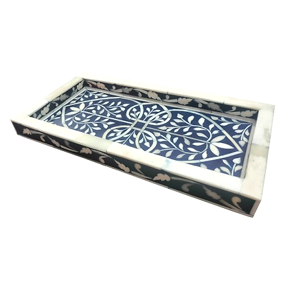 Beautiful Bone Inlay Kitchen serving tray. Ideal for home decor, breakfast, and coffee tables. Also makes a great housewarming gift-W 30  X D 15 X H 2.5-4