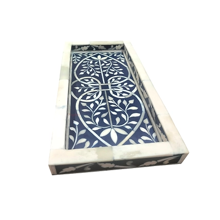Beautiful Bone Inlay Kitchen serving tray. Ideal for home decor, breakfast, and coffee tables. Also makes a great housewarming gift-W 30  X D 15 X H 2.5-3