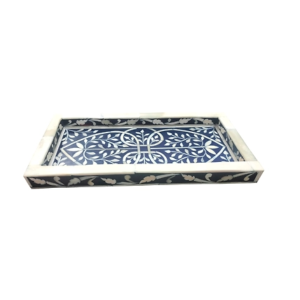 Beautiful Bone Inlay Kitchen serving tray. Ideal for home decor, breakfast, and coffee tables. Also makes a great housewarming gift-W 30  X D 15 X H 2.5-1