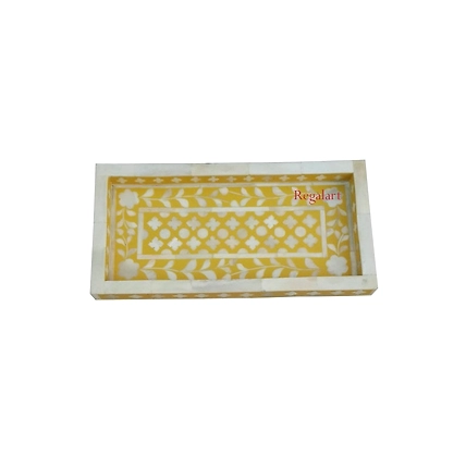 Handmade bone inlay kitchen serving tray floral pattern home decor art-W 30  X D 15 X H 2.5-5